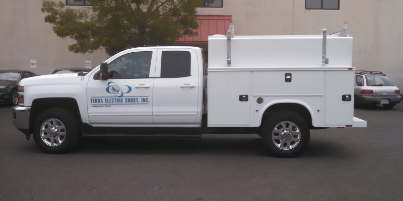 Chevy 3500 HD Service Body Upfit for Terra Electric Construction Inc - Side View Full