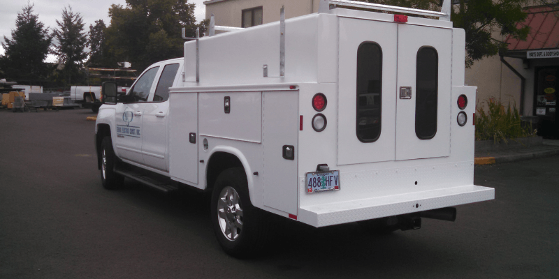 Chevy 3500 HD Service Body Upfit for Terra Electric Construction Inc - Back View Full